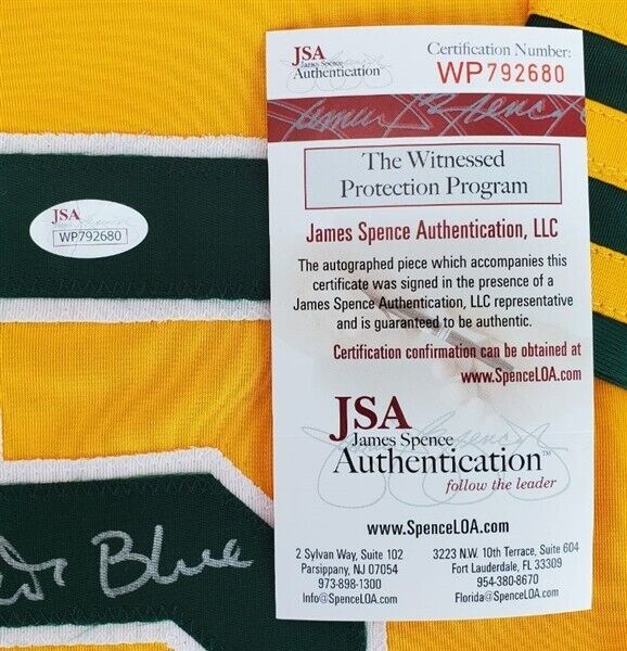 Vida Blue Signed Oakland Athletic Jersey (JSA COA) 1971 A.L. MVP 3xSeries Champ