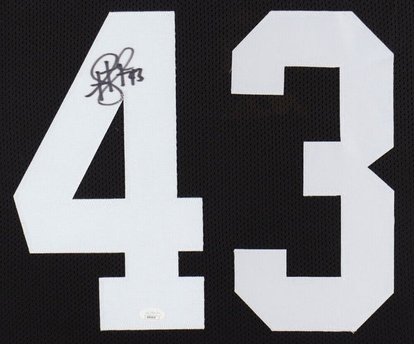 Troy Polamalu Signed Steelers 35x43 Framed Jersey (Beckett) Hall of Fa –