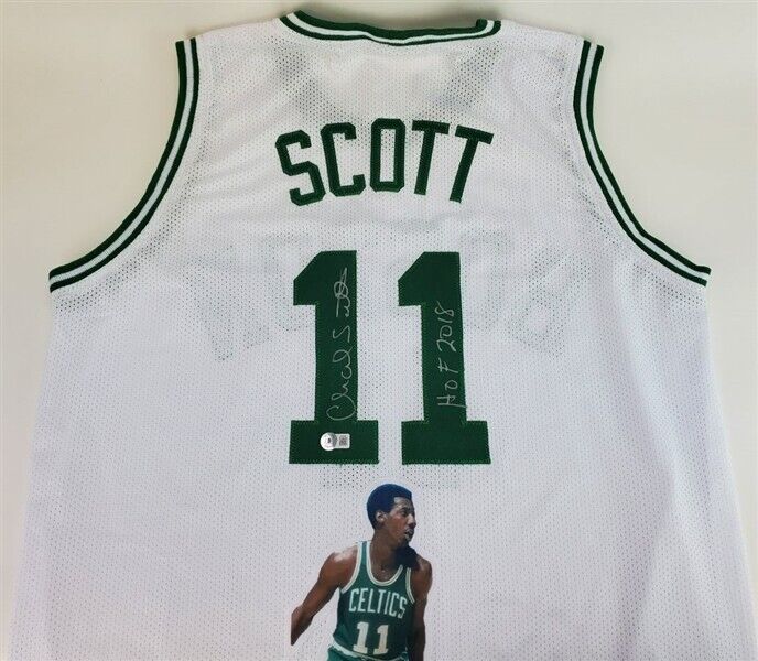 Charlie Scott Signed Celtics Picture Jersey Inscribed "HOF 2018" (JSA COA)