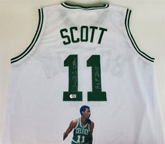 Charlie Scott Signed Celtics Picture Jersey Inscribed "HOF 2018" (JSA COA)