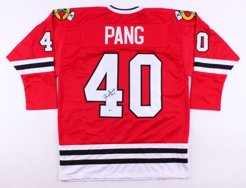 Darren Pang Signed Blackhawks Jersey (Beckett) Chicago Goalie (1984–1989)