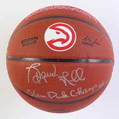Spud Webb Signed Hawks Logo Game Ball Series Basketball Insc "Slam Dunk Champ"