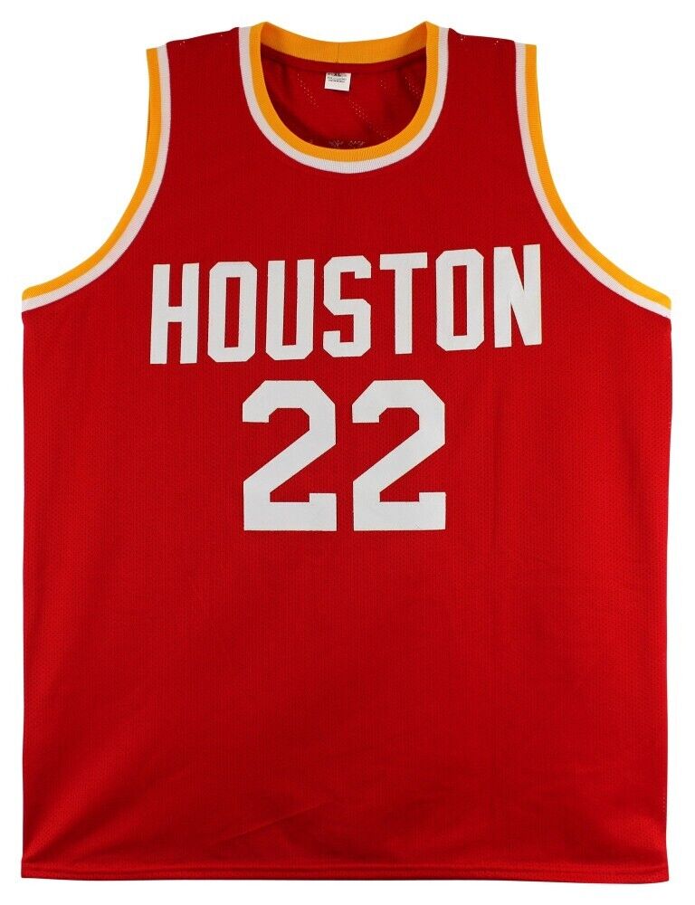 Clyde Drexler Signed Houston Rockets Red Home Jersey (Beckett) 1995 NBA Champion