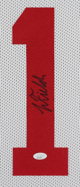 Justin Fields Signed 35x43 Custom Framed Jersey Display (JSA Hologram)