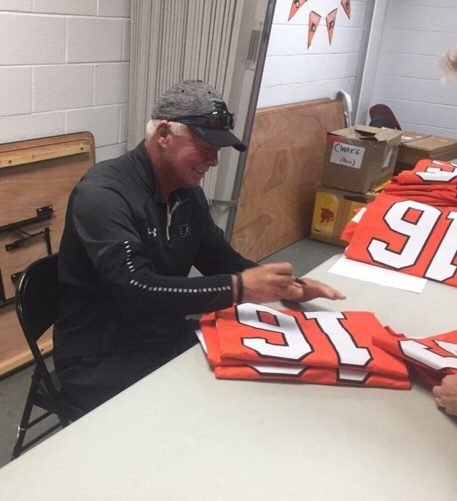Bobby Clarke Signed Flyers Captain's Jersey Inscribed "74 75 S.C.C." (JSA COA)