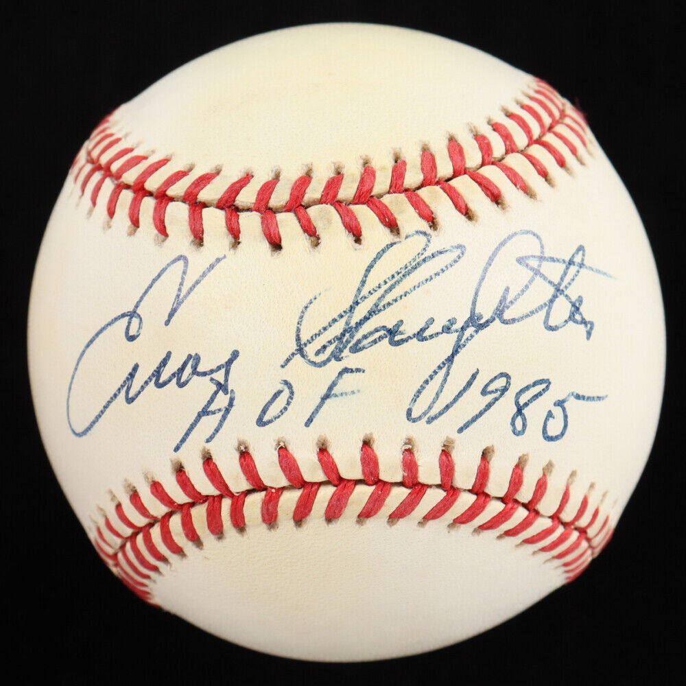 Enos Slaughter Signed Baseball Inscribed "H.O.F. 1985" (JSA) St. Louis Cardinals