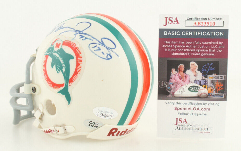 Mercury Morris Signed Miami Dolphins Mini Helmet Inscribed "17-0" (JSA COA) RB