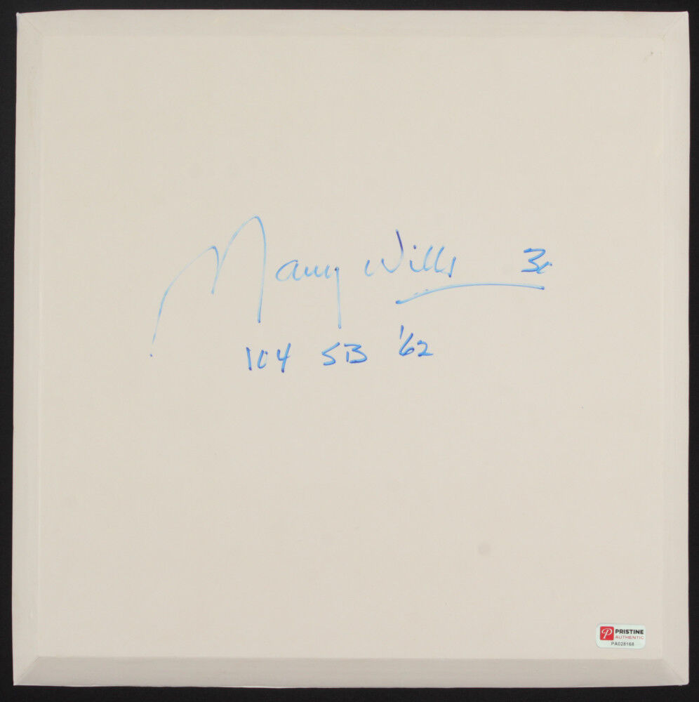Maury Wills Signed Full-Size Base Inscribed "104 SB '62" (PA COA) Dodgers