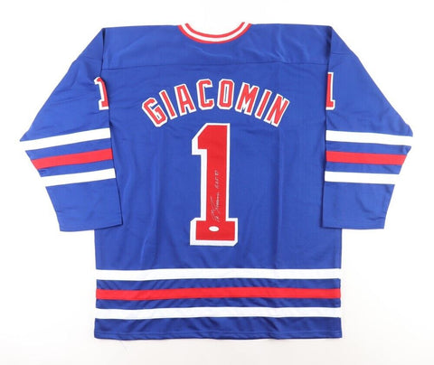 Eddie Giacomin Signed New York Rangers Jersey Inscribed "HOF 1987" (JSA COA)