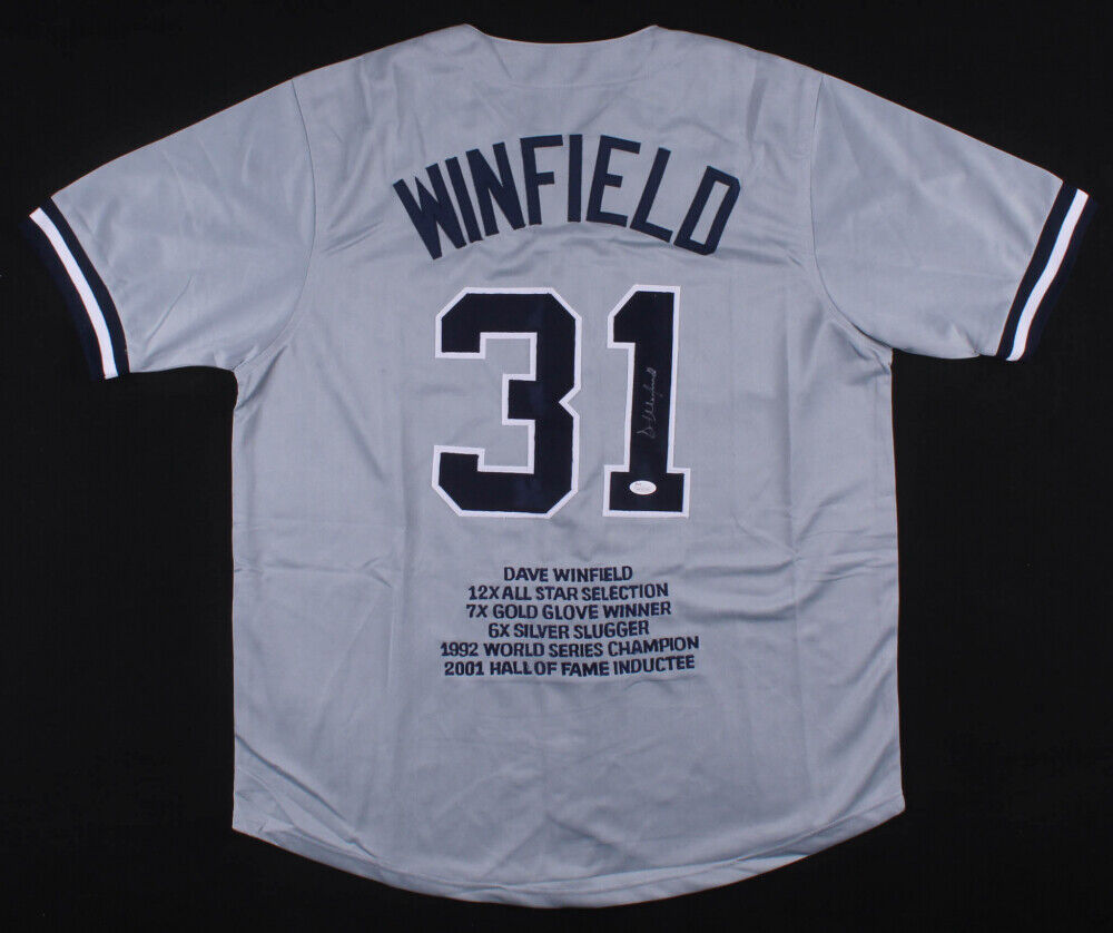Dave Winfield Signed New York Yankees Career Highlight Stat Jersey (JSA COA)
