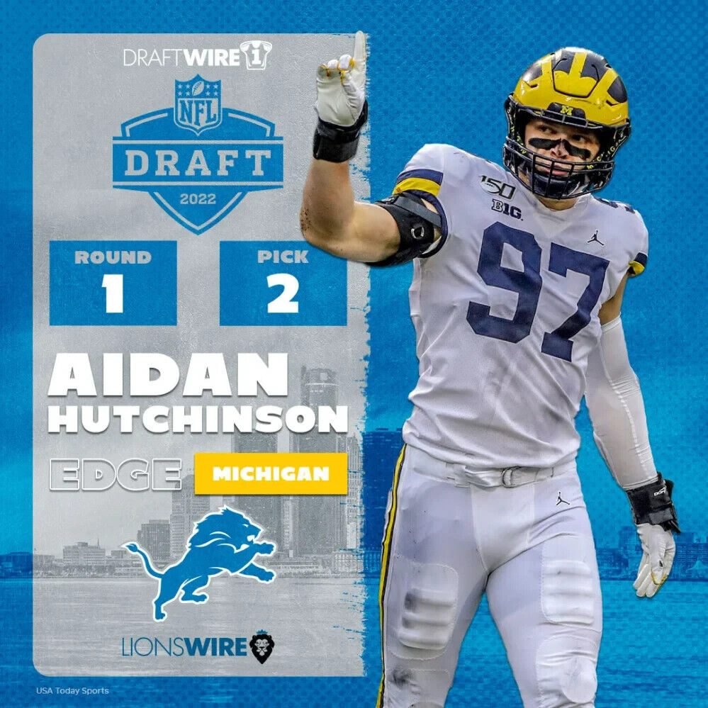 Aidan Hutchinson Signed Detroit Lions Jersey (Beckett) 2022 #2 Overall Draft Pck