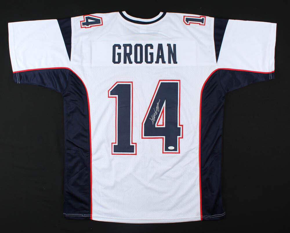 Steve Grogan Signed New England Patriots White Jersey (JSA COA) Super Bowl Q.B
