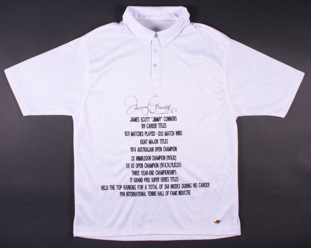 Jimmy Connors Signed Career Highlight Stat Jersey (MAB Hologram) 5xUS Open Champ