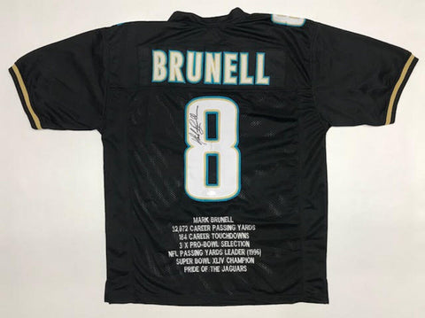 Mark Brunell Signed Jacksonville Jaguars Career Highlight Stat Jersey (JSA COA)