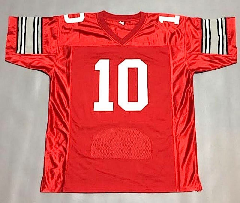 Troy Smith Signed Ohio State Buckeyes Career Highlight Stat Jersey (JSA COA)
