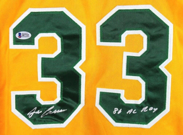 Jose Canseco Signed Oakland Athletics Jersey Inscribed 86 AL ROY(Bec –
