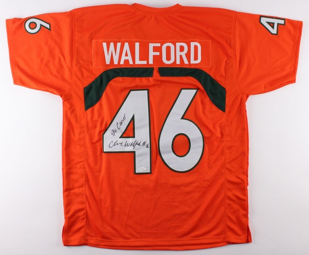 Clive Walford Signed Miami Jersey Inscribed "Go Canes" (JSA) Raiders Tight End