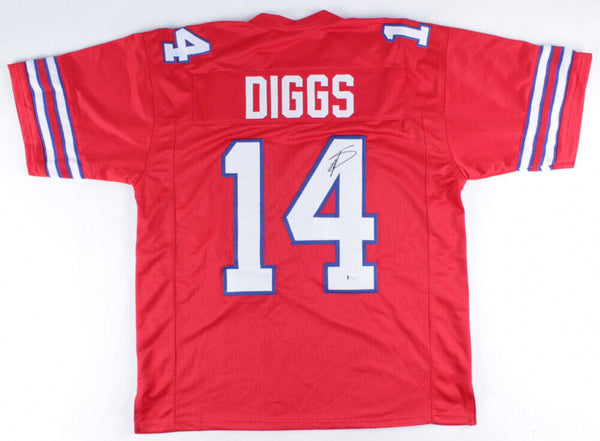 Stefon Diggs #14 Autographed Jersey Beckett Witnessed Blue/Red Size XL