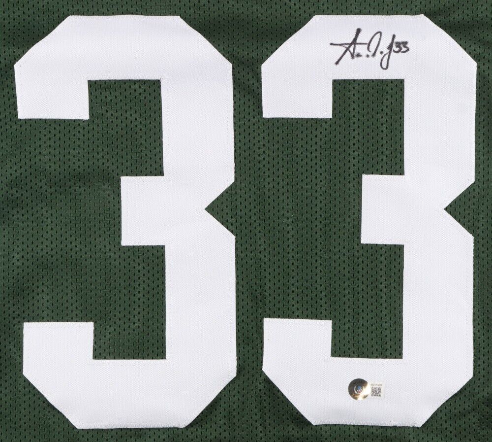 Aaron Jones Signed Green Bay Packers Green Jersey (Beckett) 2020 Pro Bowl R.B.