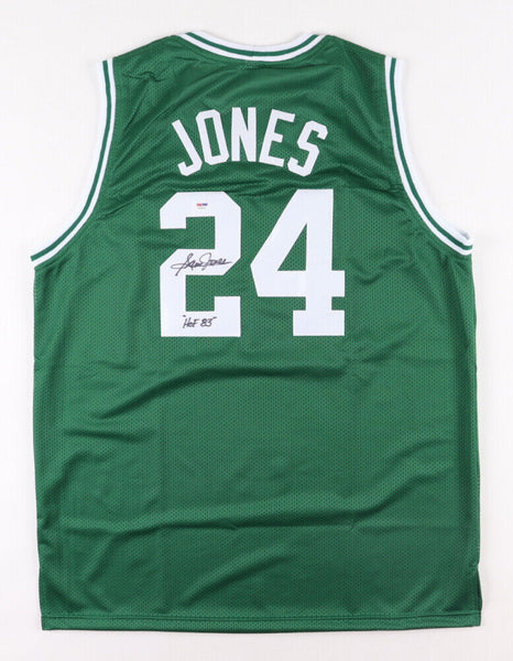 Sam Jones Autographed Boston (Green #20) Custom Jersey w/ HOF 83