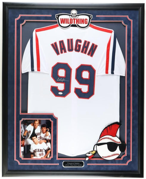 Charlie Sheen Signed Custom Major League Ricky Vaughn Jersey Autographed  JSA COA