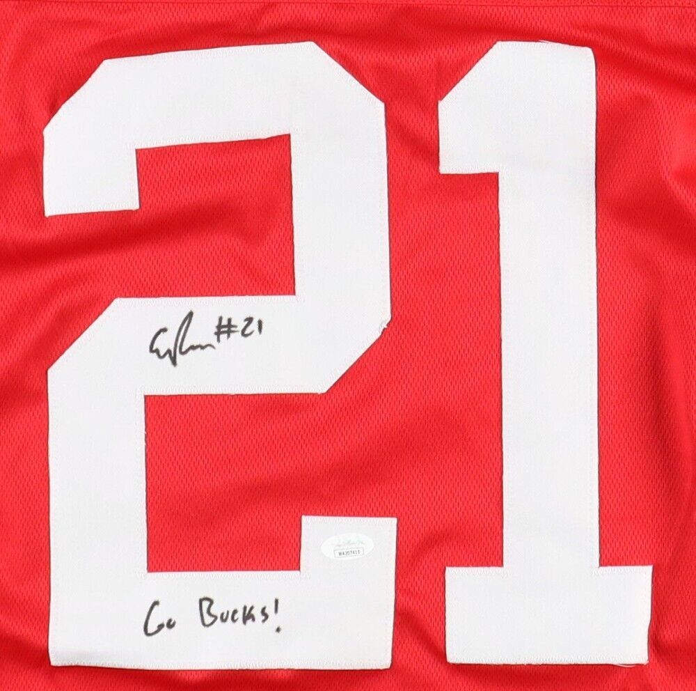 Evan Pryor Signed Ohio State Buckeyes Jersey (Playball Ink) 2023 Junior Receiver