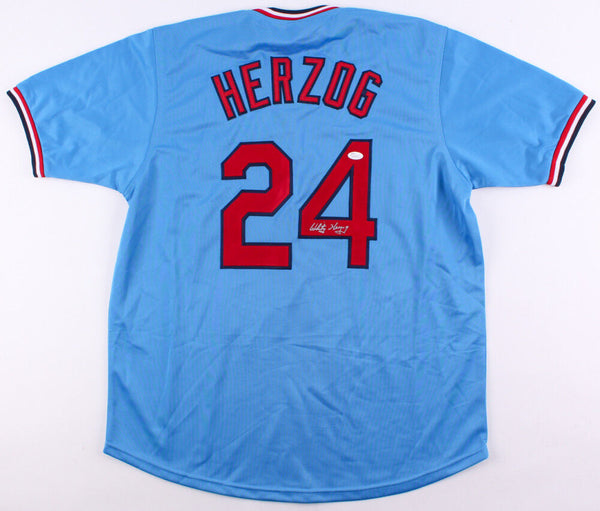 Whitey Herzog Autographed and Framed White Cardinals Jersey