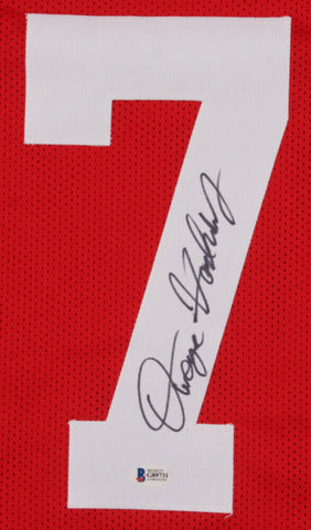Dwayne Haskins Signed Ohio State Buckeyes Red Jersey (Beckett) Killed April 2022