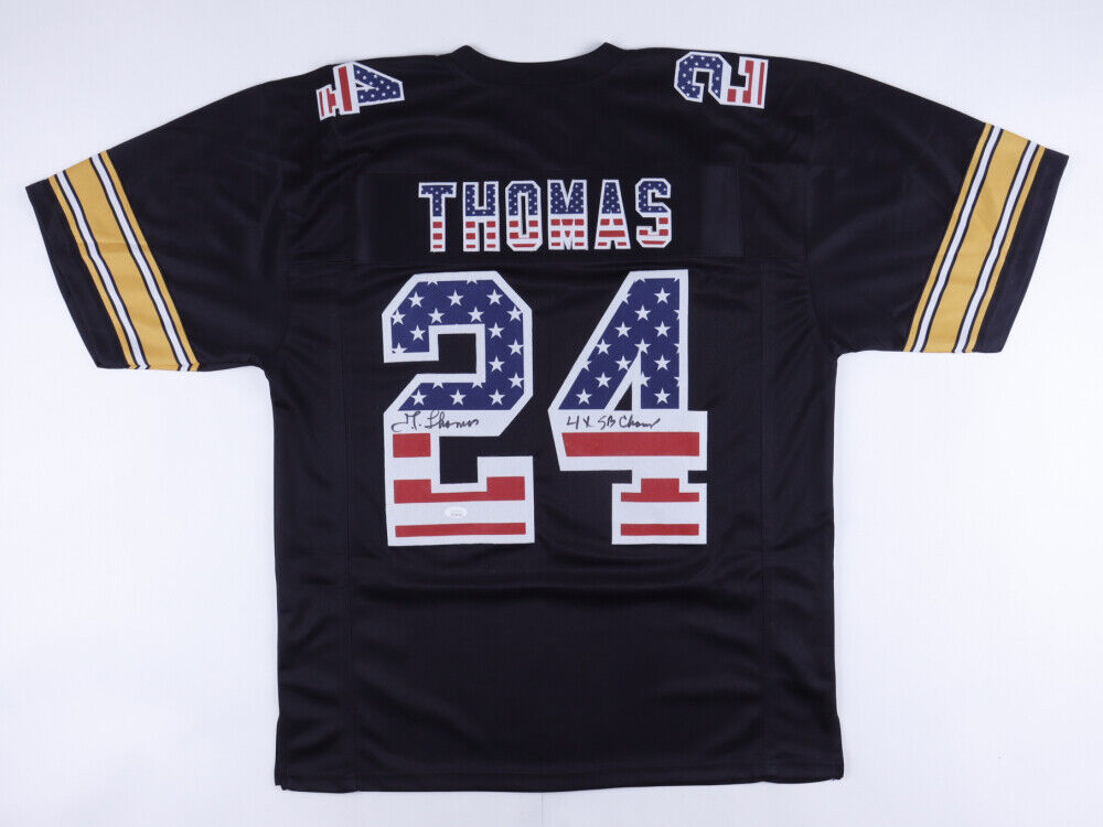 J.T. Thomas Signed Pittsburgh Steelers Jersey Inscribed 4x SB Champ / JSA COA