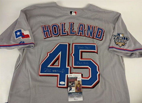 Derek Holland "Dutch Oven" & "Phil 4:13" Signed Texas Rangers Jersey (JSA COA)