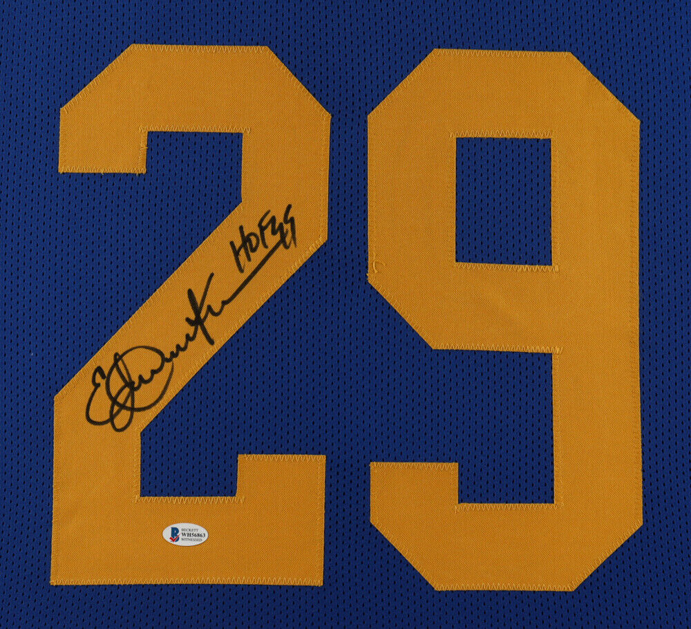 Eric Dickerson Signed Rams 35" x 43" Framed Jersey Inscribed HOF 99 Beckett COA