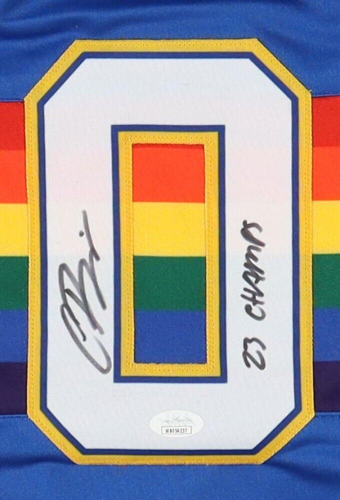 Christian Braun Signed Denver Nuggets Throwback Jersey Ins "23 NBA Champs" (JSA)