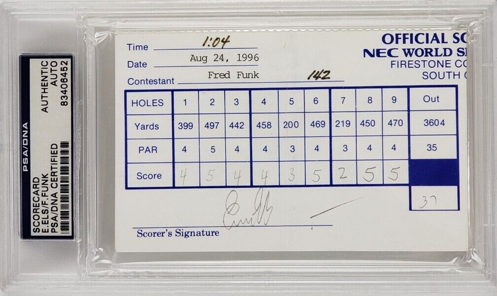 Ernie Els & Fred Funk Dual Signed World Series of Golf Official Scorecard (PSA)