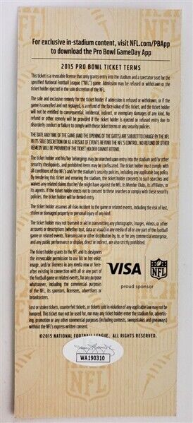 Aaron Donald Signed 2015 NFL Pro Bowl Game Ticket (JSA COA) Autograph Smudged