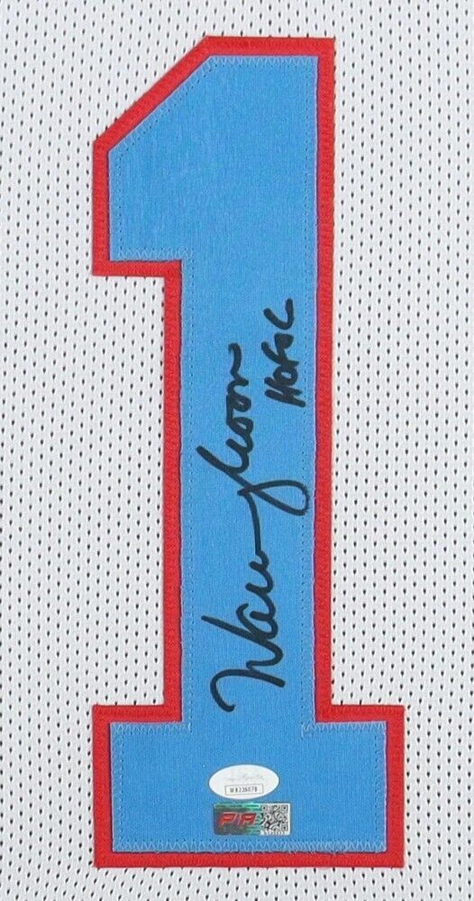 Warren Moon Signed Houston Oilers 35"x43" Framed Jersey (JSA COA) 9xPro Bowl QB
