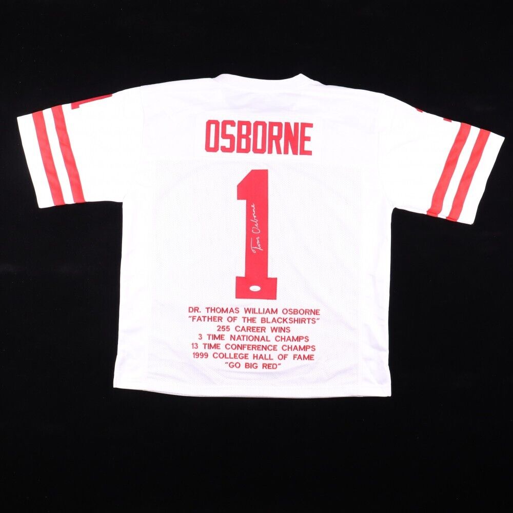 .Tom Osborne Signed Nebraska Cornhuskers Jersey (JSA COA) Head Coach 1973 /1997