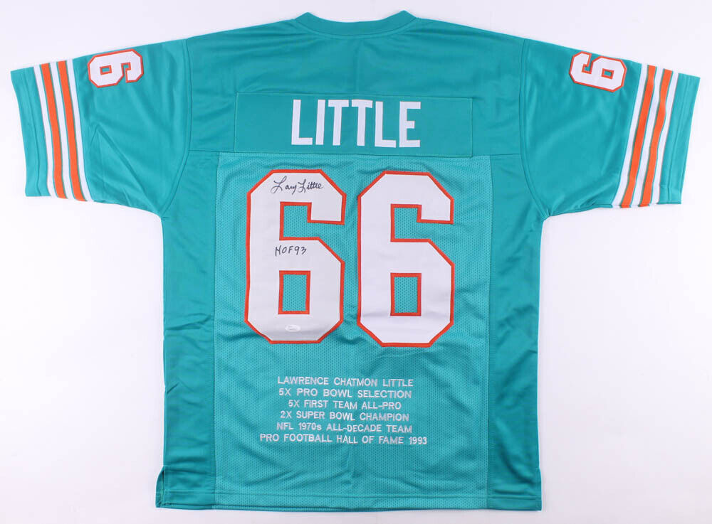Larry Little Signed Miami Dolphins Stat Jersey Inscribed "HOF 93" (JSA COA)