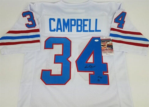 Earl Campbell "HOF 91" Signed Houston Oilers Custom White Jersey (JSA COA)