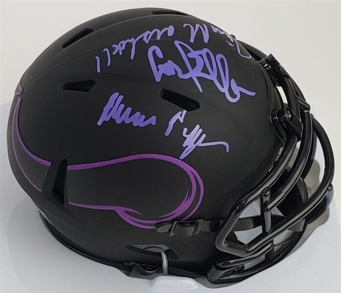 Purple People Eaters Signed Vikings Mini Helmet / Signed by all 4 Eller, Page +