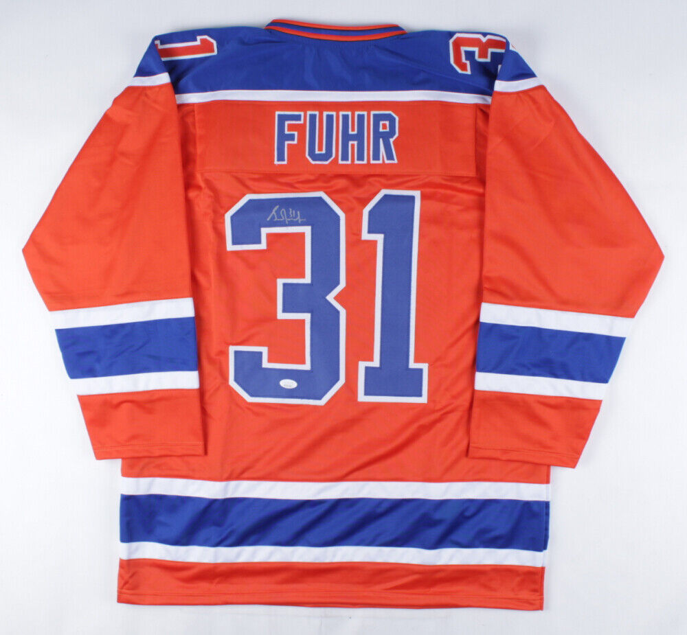 Grant Fuhr Signed Edmonton Oiler Jersey (JSA COA) 5xStanley Cup Champ Goaltender
