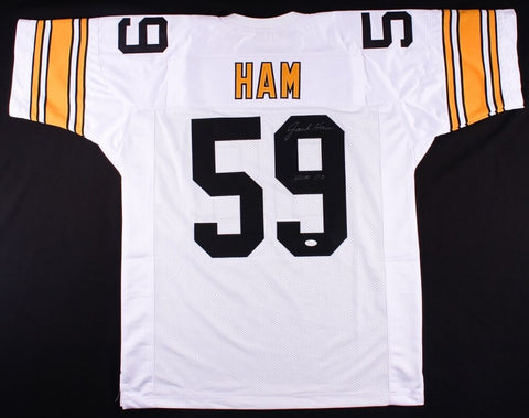Jack Ham Signed Pittsburgh Steelers White Jersey Inscribed "HOF 88" (JSA COA)