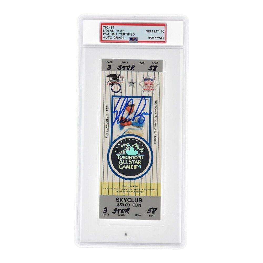 Nolan Ryan Signed 1991 All-Star Game Ticket Stub (PSA 10) Skydome, Toronto