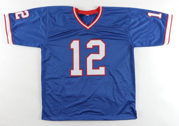 Jim Kelly Signed Buffalo Bills Career Highlight Stat Jersey (Beckett C –