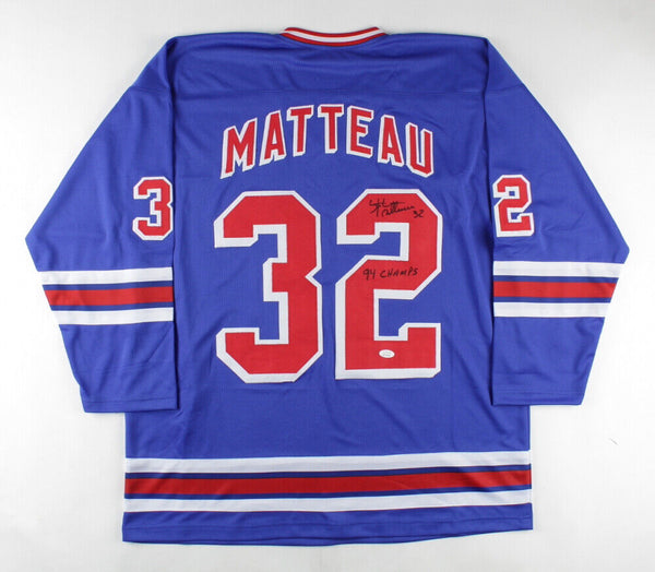 Friendly Confines Stephane Matteau Signed New York Rangers Jersey Inscribed 94 Champs (JSA COA)