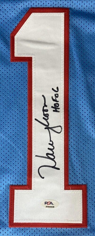 Warren Moon Signed Houston Oilers Jersey Inscribed "HOF 06" (PSA) 9×Pro Bowl QB