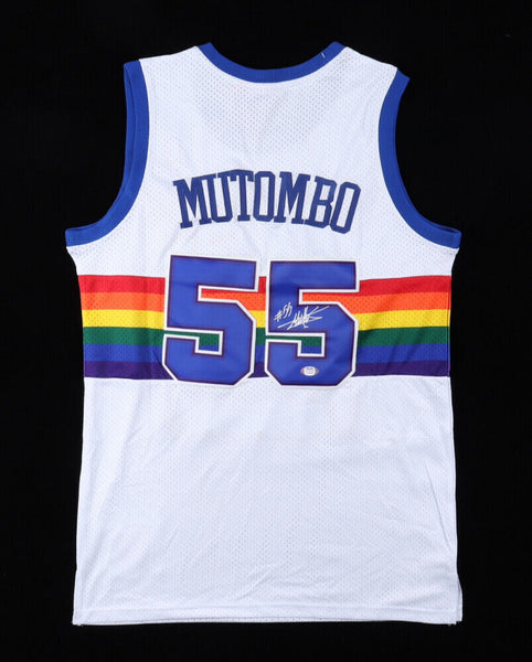 Dikembe Mutombo Blue Denver Nuggets Autographed Mitchell & Ness