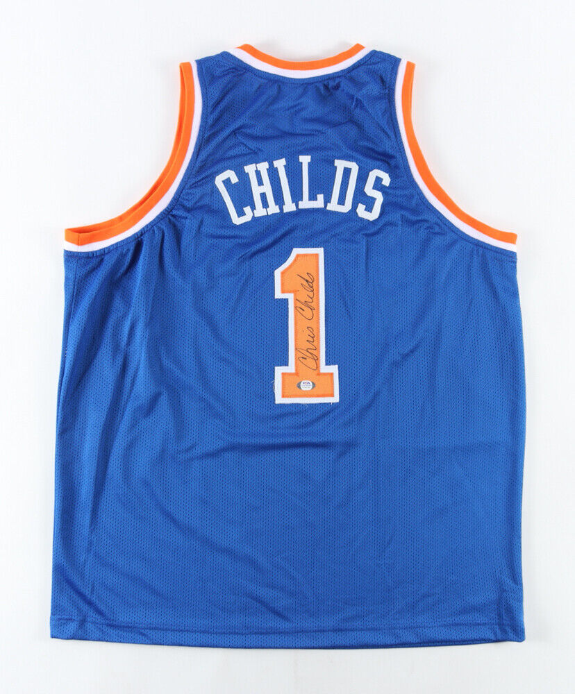 Chris Childs Signed Knicks Blue Jersey (PSA COA) New York Guard 1994–2001