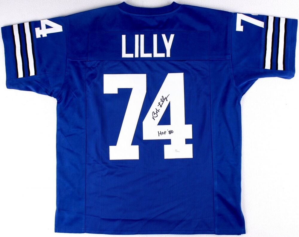 Bob Lilly Signed Dallas Cowboys Jersey Inscribed "HOF 80" (JSA COA)