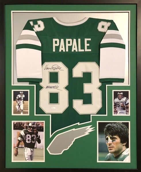 Vince Papale "Invincible" Signed Eagles Custom Jersey Framed Display (JSA COA)