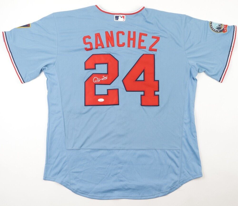 Gary Sanchez Signed Minnesota Twin Throwback Jersey (JSA COA) 2xAll Star Catcher